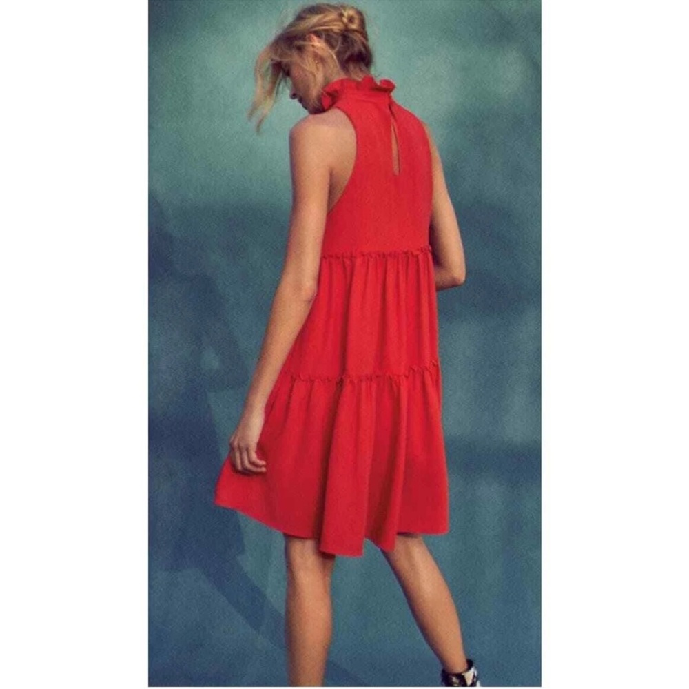 Elliatt Anthropologie Sonnet Mock Neck Dress Red Small Flirty Party Casual - Picture 2 of 6